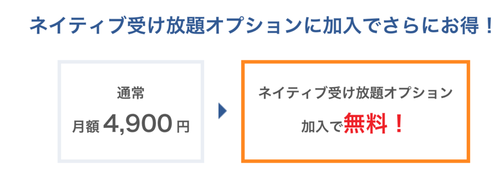 ネイティブキャンプ  カラン受け放題オプション